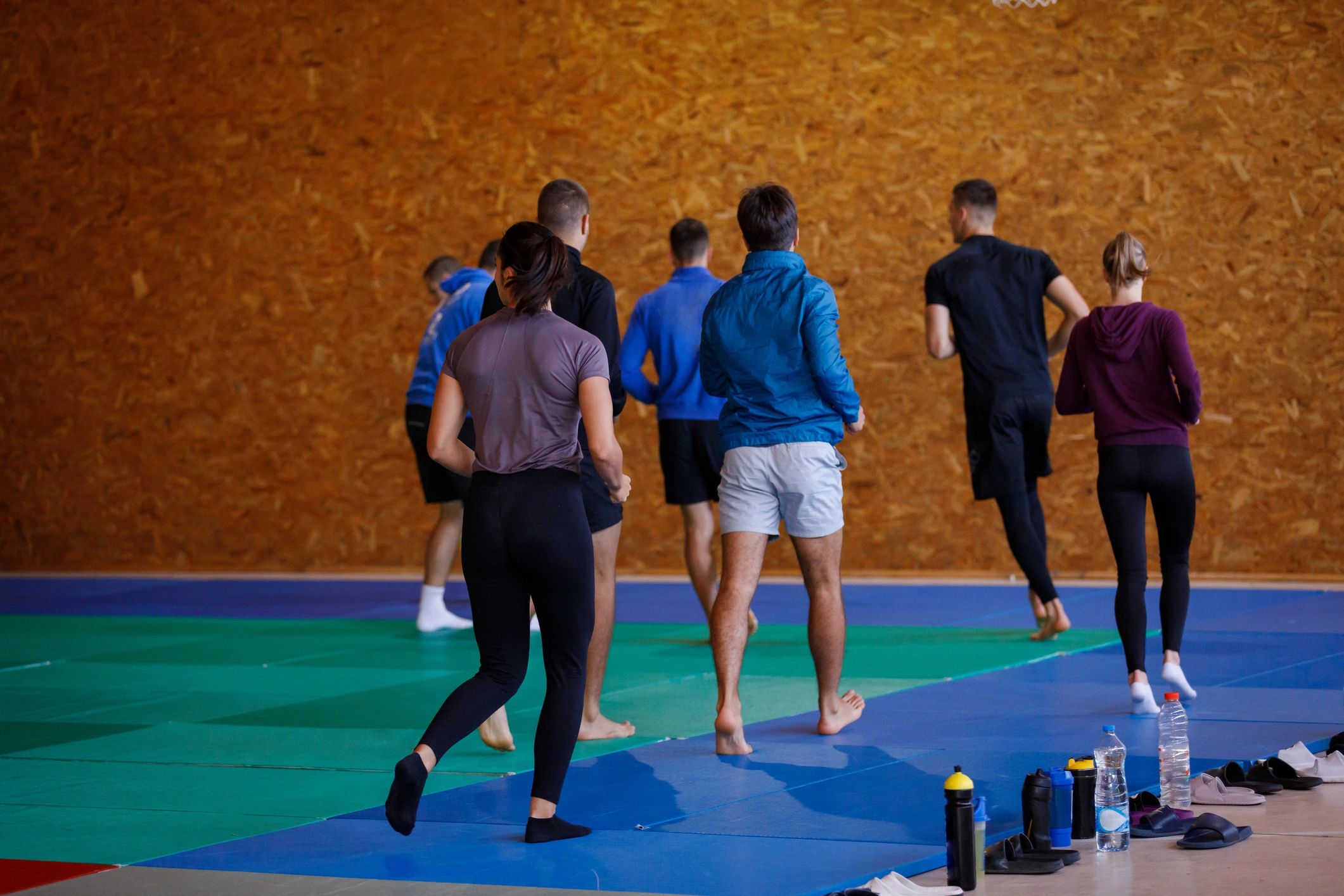 Young sports team preparing for a training session