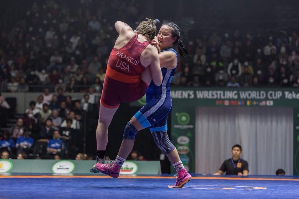 Coach Uka competing at the Women's Wrestling World Cup
